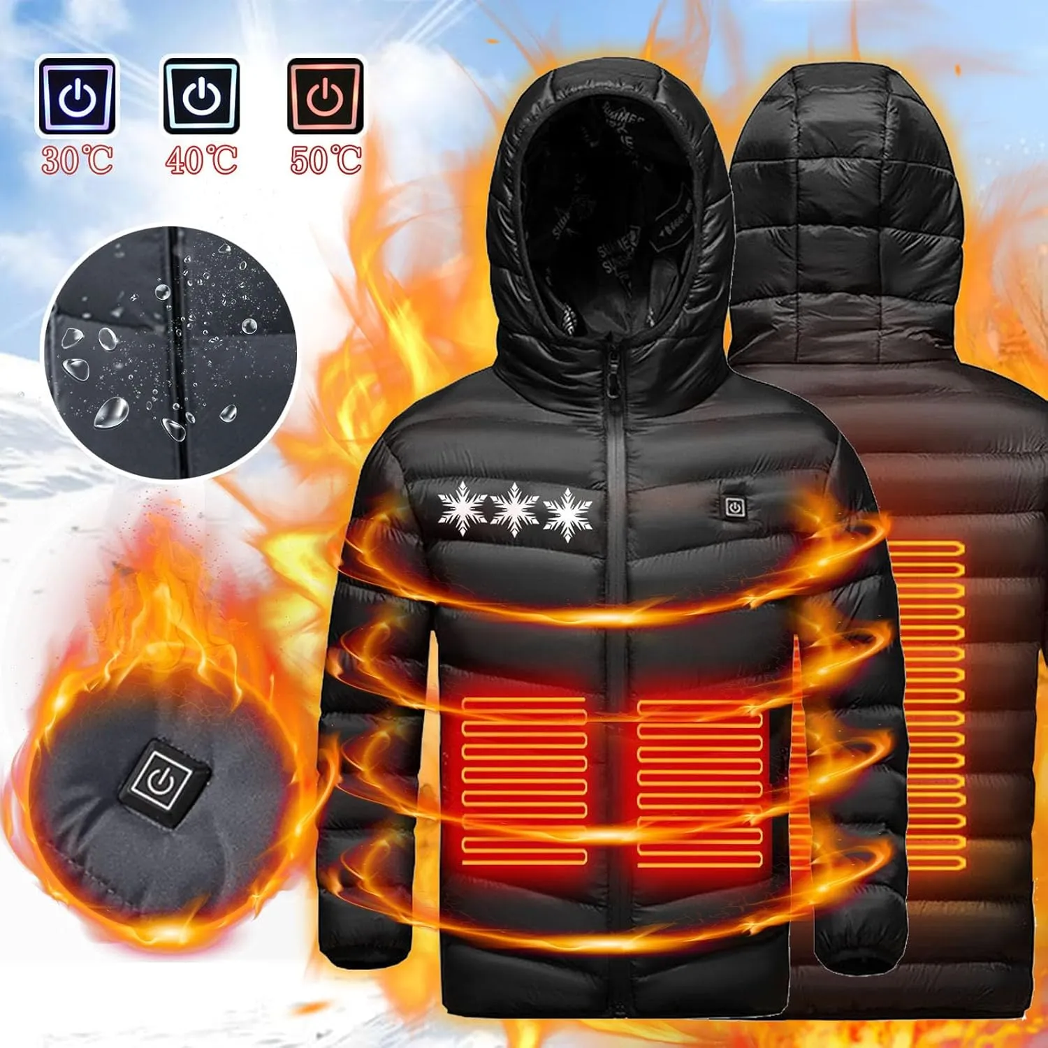 2023 Upgraded Heated Jacket for Boys Girls, Child Electric Heating Jackets Waterproof Windproof Heated Coat Outerwear