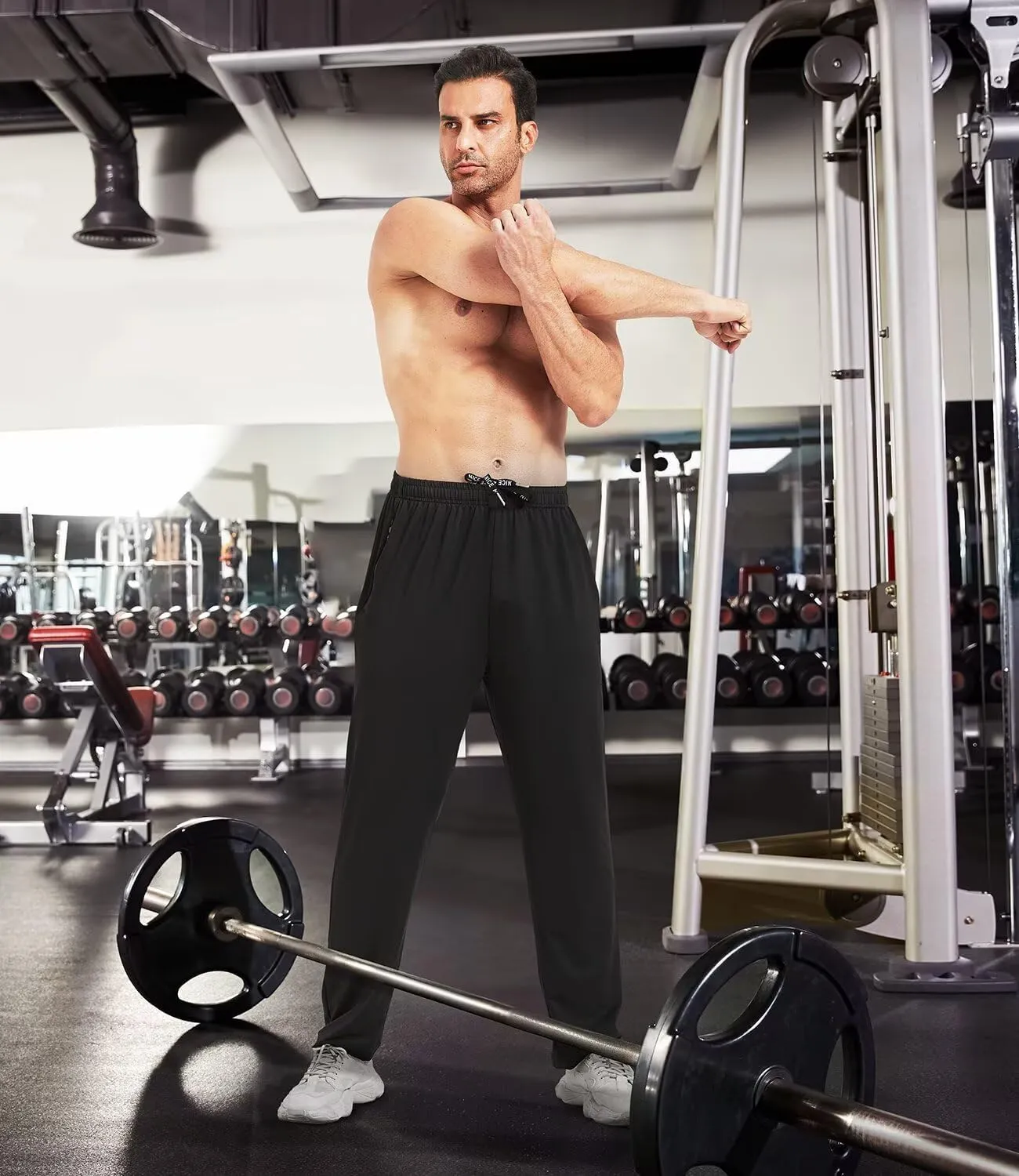 3 Pack Men's Athletic Pants with Zip Pockets, Lightweight, Quick Dry, Workout Sweat Pants