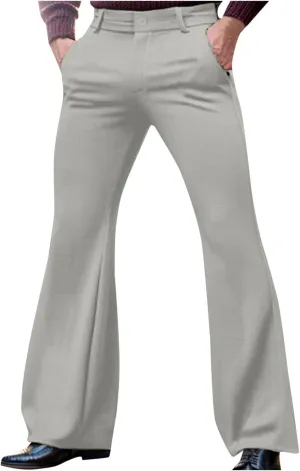 70s Disco Pants for Men Mens Bell Bottom Dress Pants Stylish Dancing Stage Performance Pants Flat Front Stretch Pants