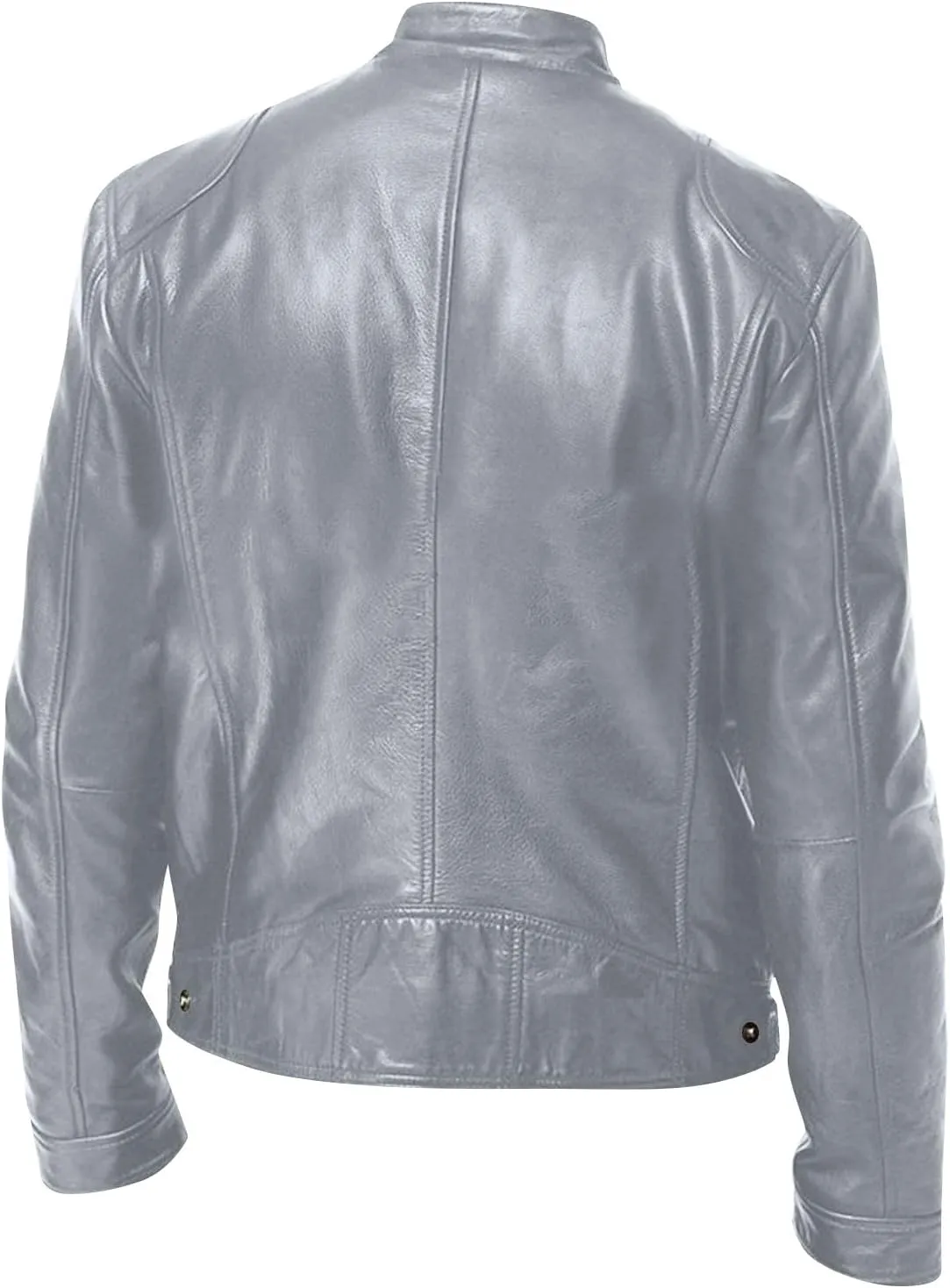 ADHOWBEW Mens Leather Jacket Stand Collar Windbreaker Zip Up Fashion Motorcycle Jackets