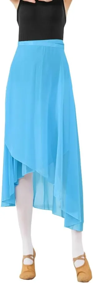 Adult Long Flowy Sheer Chiffon Wrap Scarf Midi Skirt for Ballet Dance Skate Performance