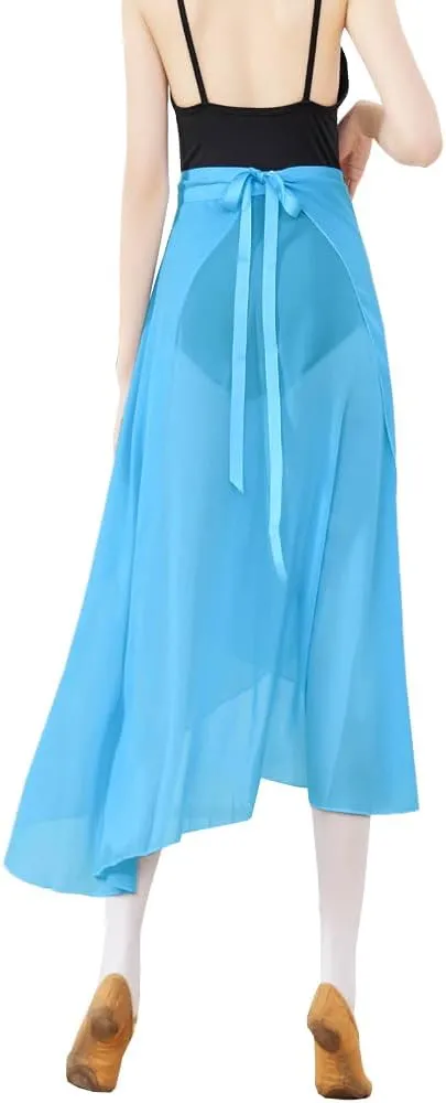 Adult Long Flowy Sheer Chiffon Wrap Scarf Midi Skirt for Ballet Dance Skate Performance