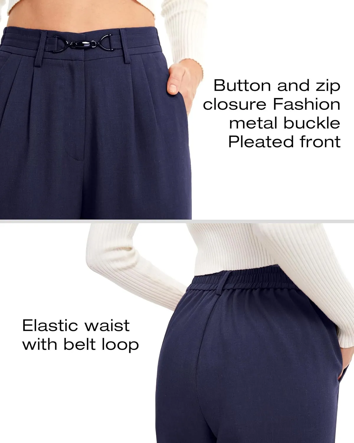 AFITNE Womens Linen Wide Leg Pants High Waist Casual Loose Palazzo Pants with Pockets Flowy Lounge Work Pants 28