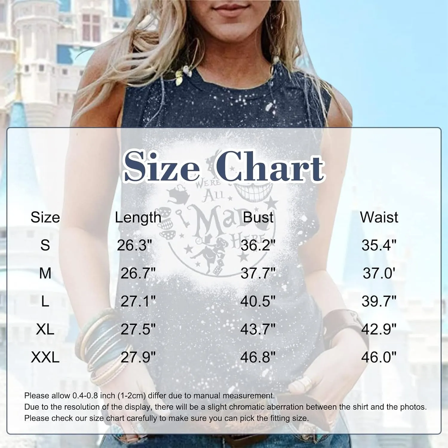 Alice in Wonderland Tank Tops for Women Summer Vacation Shirts We're All Mad Here Graphic Print Sleeveless Tees