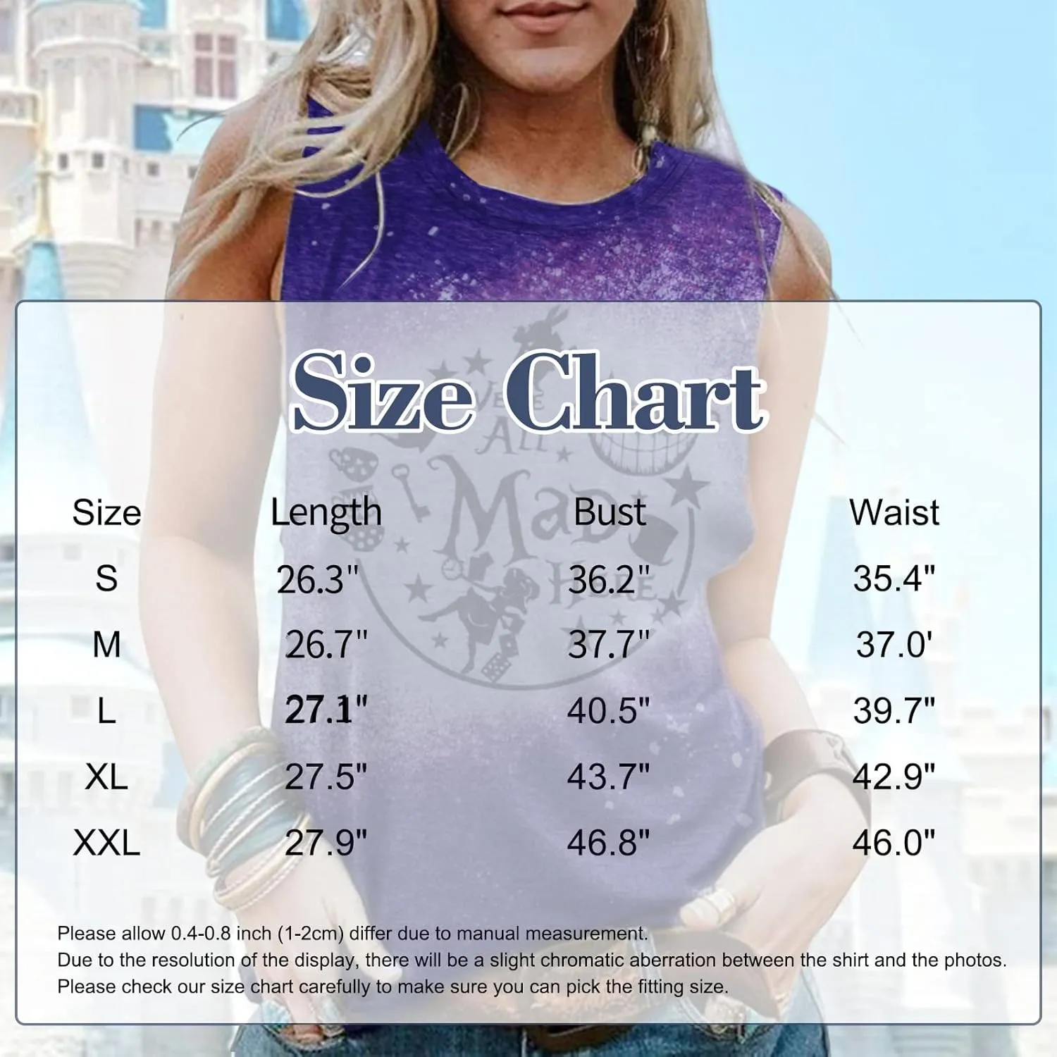 Alice in Wonderland Tank Tops for Women Summer Vacation Shirts We're All Mad Here Graphic Print Sleeveless Tees