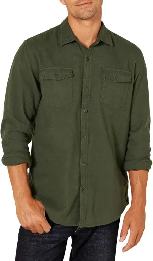 Amazon Essentials Men's Long-Sleeve Flannel Shirt, Regular-Fit, Two Pockets