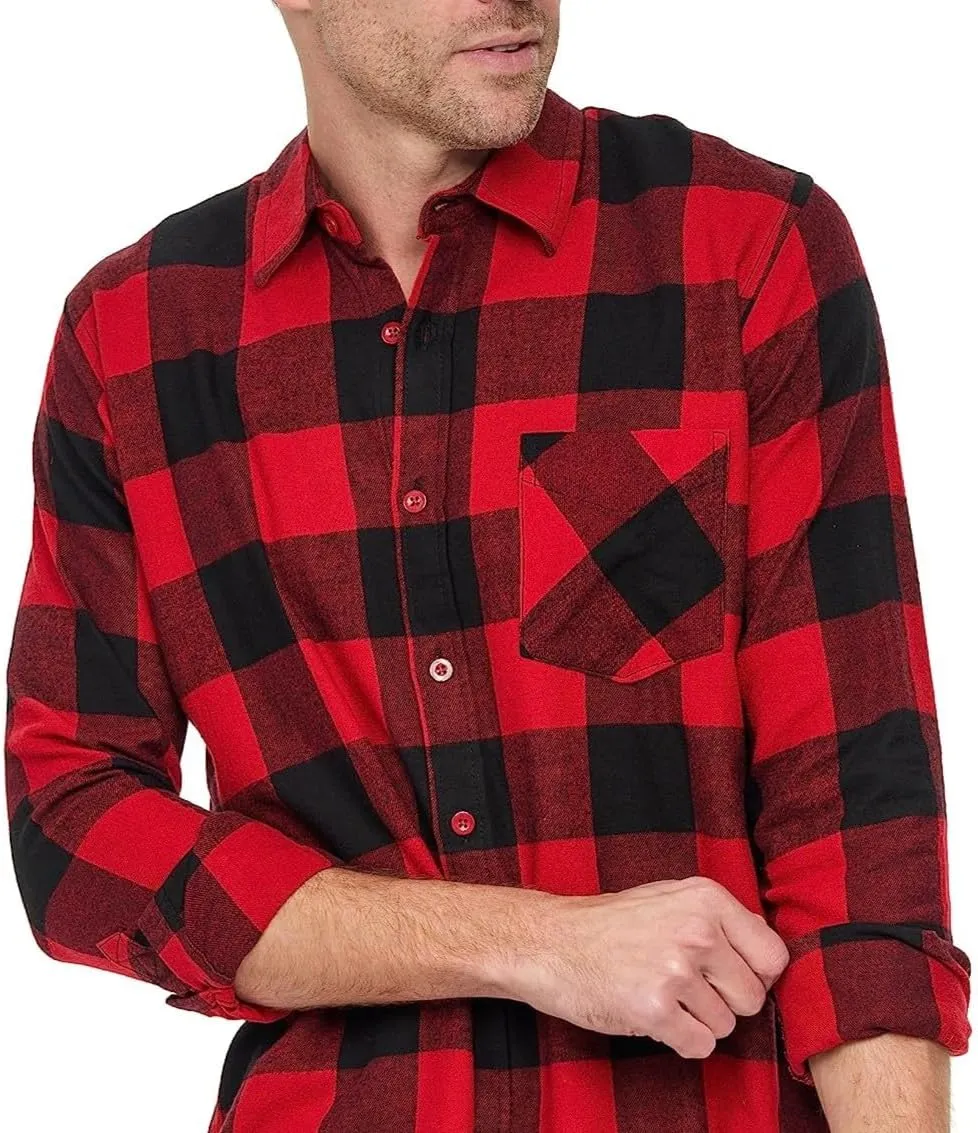 Andrew Scott Men's Button Down Regular Fit Long Sleeve Plaid Flannel Casual Shirts - Multi Packs