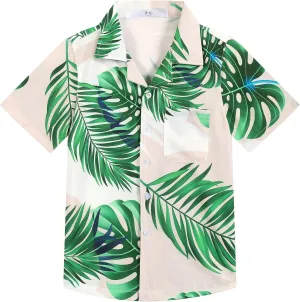 APTRO Boy's Hawaiian Shirt Tropical Beach Casual Summer Shirt with Pocket Short Sleeve 4-15 Years