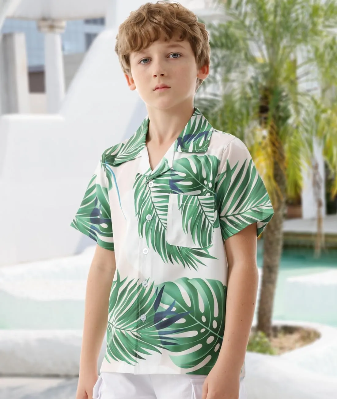 APTRO Boy's Hawaiian Shirt Tropical Beach Casual Summer Shirt with Pocket Short Sleeve 4-15 Years