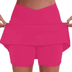 Athletic Skorts for Women Hight Waist Tummy Control Skirts Soft Elastic Shorts Tennis Yoga Skinny Casual Skort