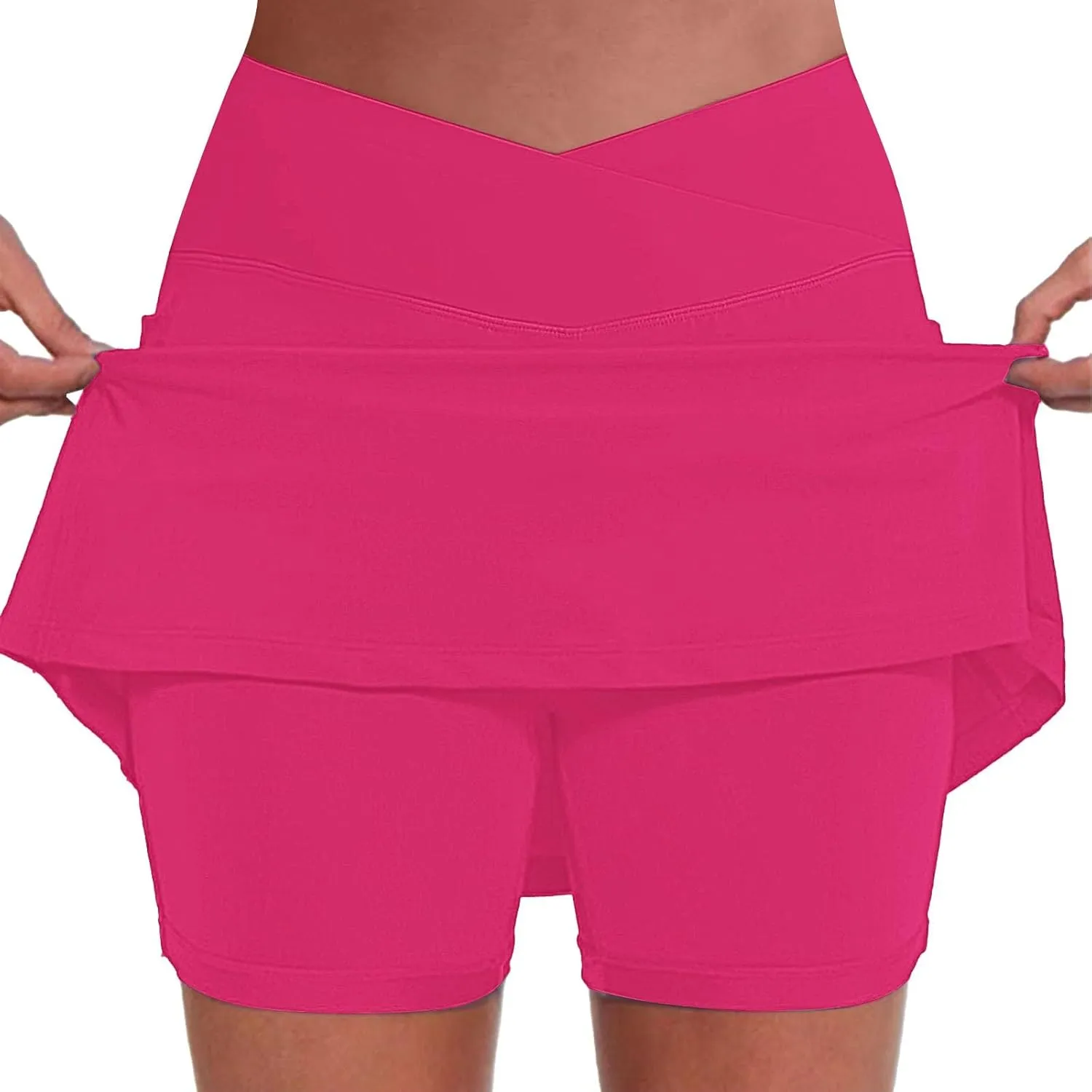 Athletic Skorts for Women Hight Waist Tummy Control Skirts Soft Elastic Shorts Tennis Yoga Skinny Casual Skort