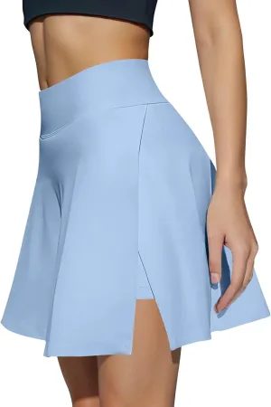 Athletic Skorts for Women Short Tennis Skirt with Shorts Underneath High Waisted Slit Mini Golf Skirts Pickleball Outfits