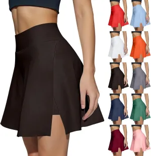 Athletic Skorts for Women Short Tennis Skirt with Shorts Underneath High Waisted Slit Mini Golf Skirts Pickleball Outfits