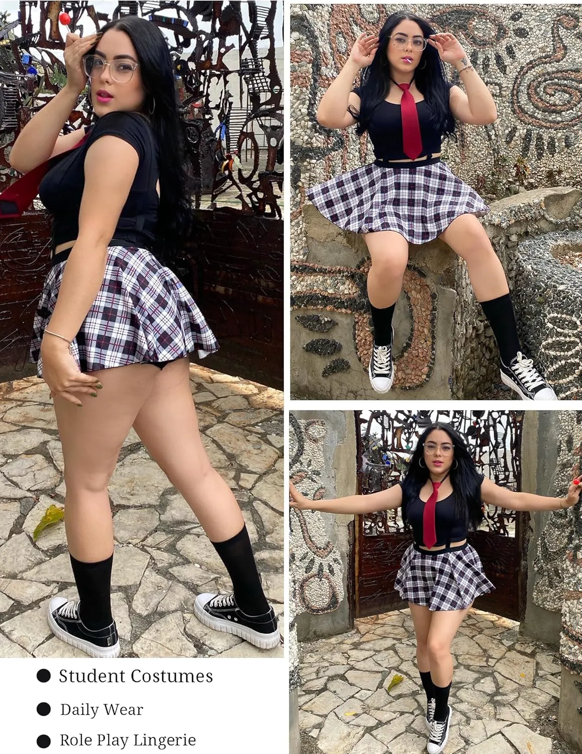 Avidlove Women Sexy Suspender Skirt - A-Line Pleated Short Braces