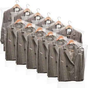 AVLA 50 Pack Plastic Garment Bags, Clear Hanging Dry Cleaner Bags, Transparent Hung Clothes Dust Cover, Lightweight Protector Bags for Closet Clothes Storage, Coat Suit Bag for Home, Laundry