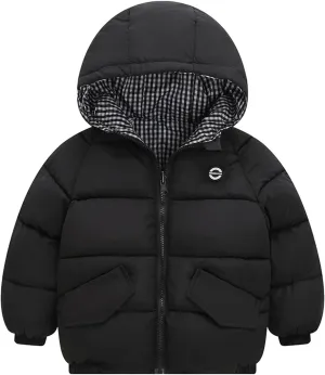 Baby Boy Girls Autumn Winter Fleece Down Coats Cotton Padded Jacket Hooded Zipper Windproof Snow Outerwear