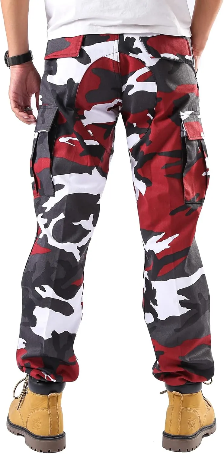 BACKBONE Mens Casual Camouflage Cargo Pants Army Military BDU Pants