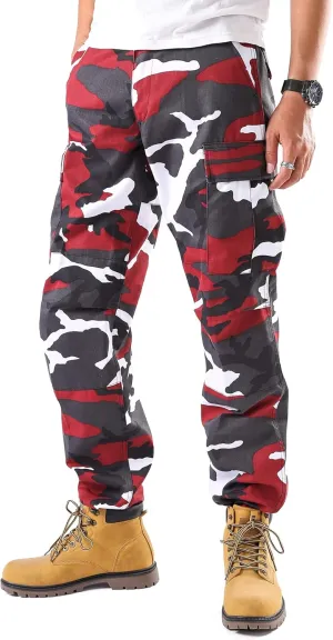 BACKBONE Mens Casual Camouflage Cargo Pants Army Military BDU Pants