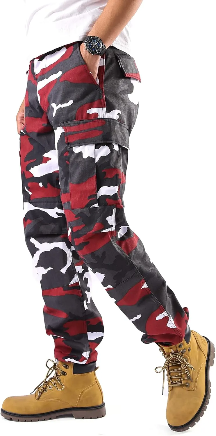 BACKBONE Mens Casual Camouflage Cargo Pants Army Military BDU Pants