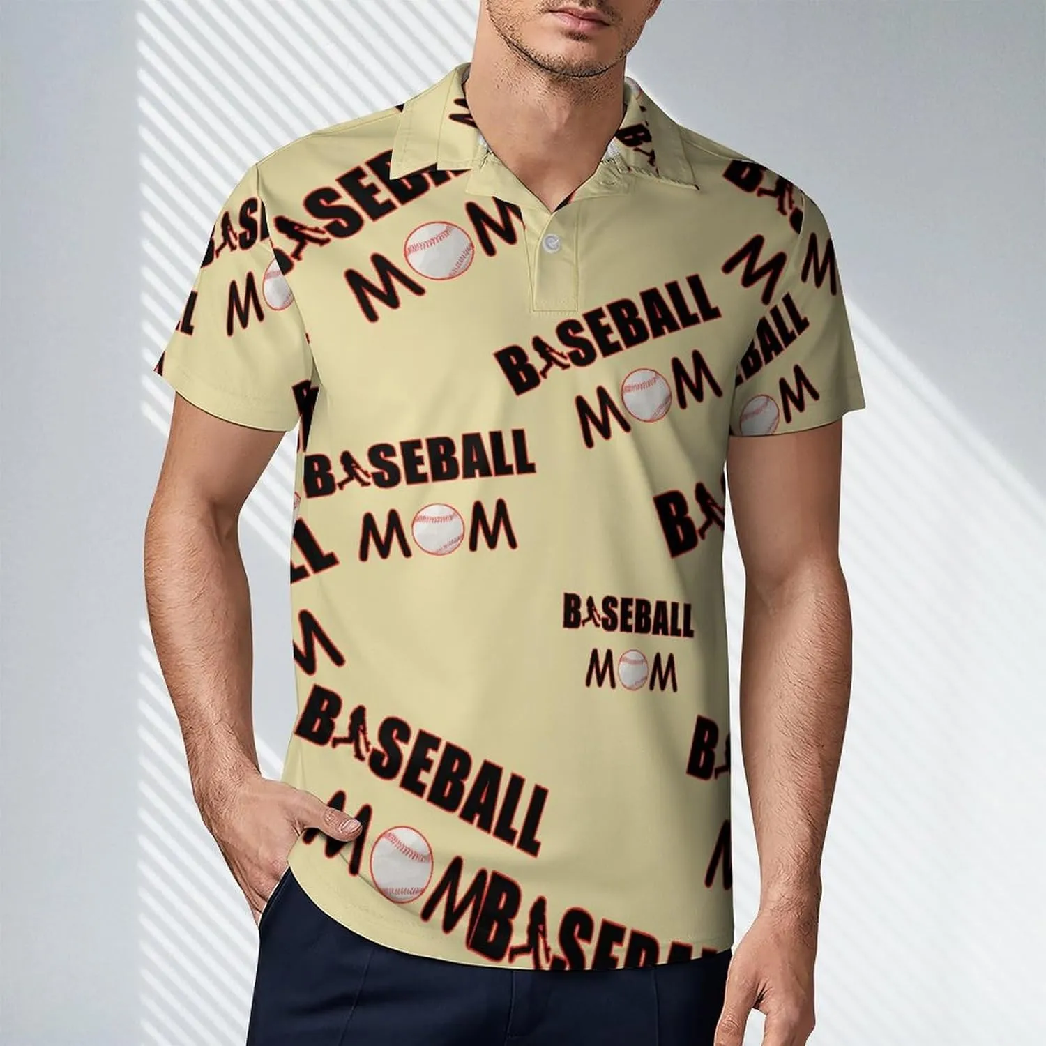 Baseball Mom Men's Polo-Shirt Regular-Fit Short Sleeve Sports Quick Dry Golf Tennis T-Shirt