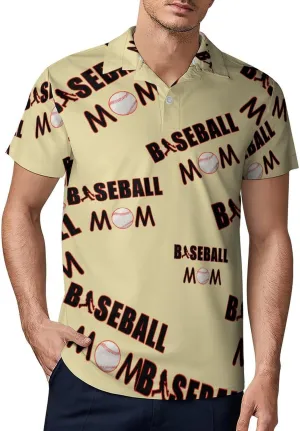 Baseball Mom Men's Polo-Shirt Regular-Fit Short Sleeve Sports Quick Dry Golf Tennis T-Shirt