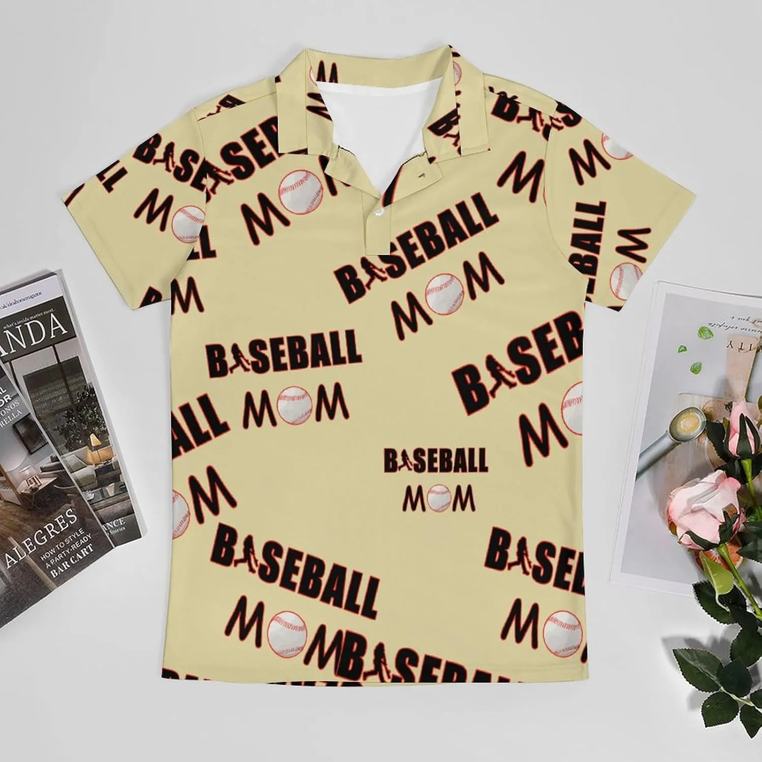 Baseball Mom Men's Polo-Shirt Regular-Fit Short Sleeve Sports Quick Dry Golf Tennis T-Shirt