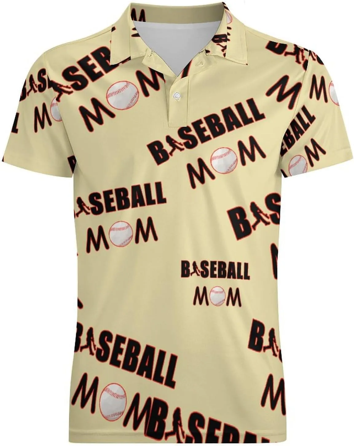 Baseball Mom Men's Polo-Shirt Regular-Fit Short Sleeve Sports Quick Dry Golf Tennis T-Shirt
