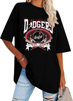 Baseball Shirts for Women Oversized Game Day Baseball Fan Shirt Baseball Mama Casual Short Sleeve Shirt