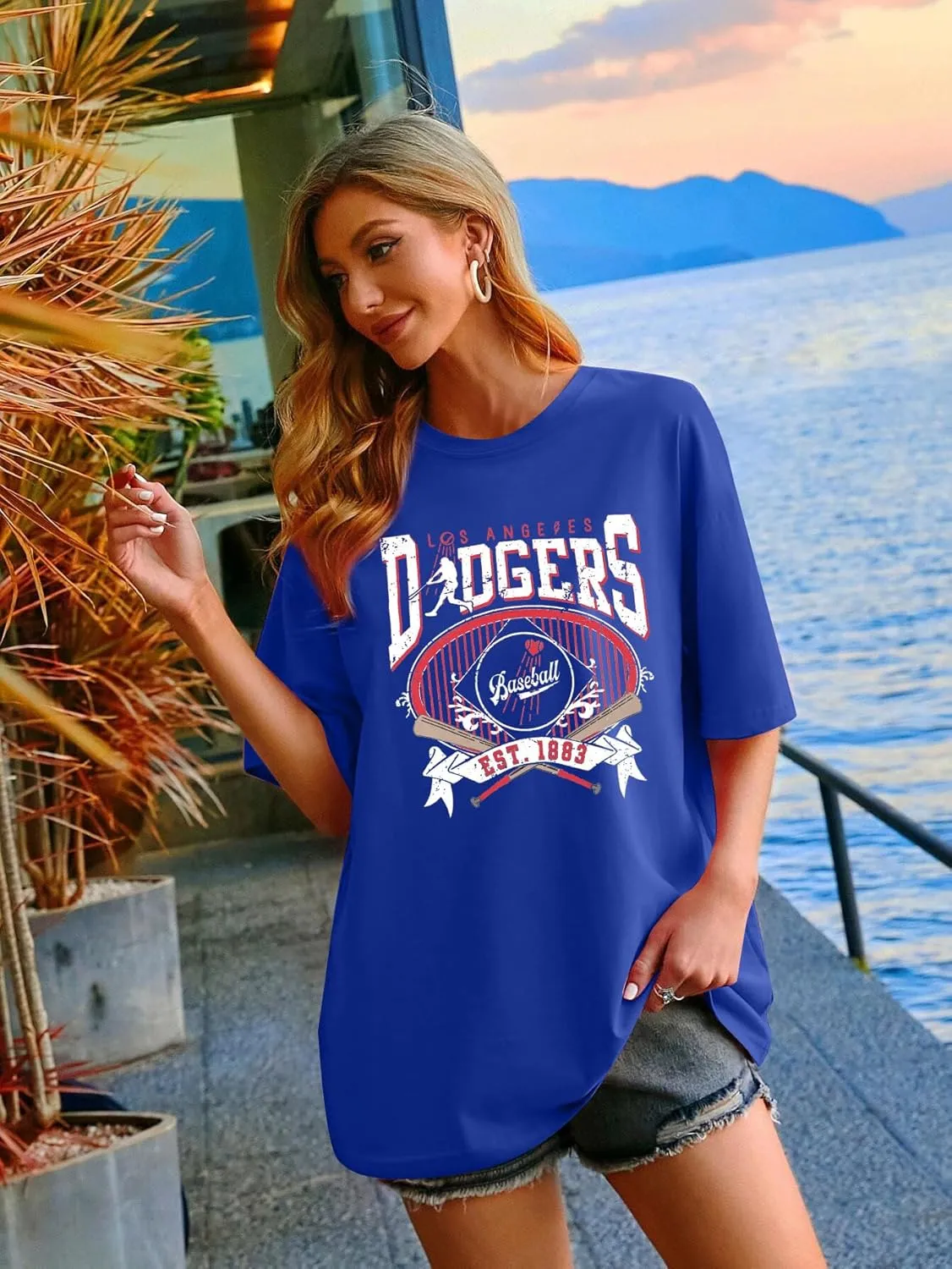 Baseball Shirts for Women Oversized Game Day Baseball Fan Shirt Baseball Mama Casual Short Sleeve Shirt