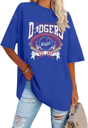 Baseball Shirts for Women Oversized Game Day Baseball Fan Shirt Baseball Mama Casual Short Sleeve Shirt