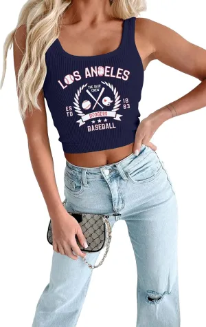 Baseball Tank Tops for Women Funny Baseball Mom Shirts Game Day Baseball Graphic Tee Casual Summer Sleeveless Vest Top