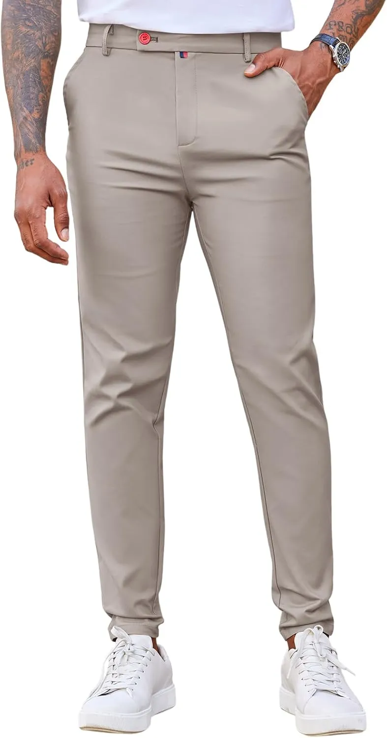 Beotyshow Men's Dress Pants Slim Fit Casual Trendy 2025 Formal Skinny Athletic Stretch Business Pant