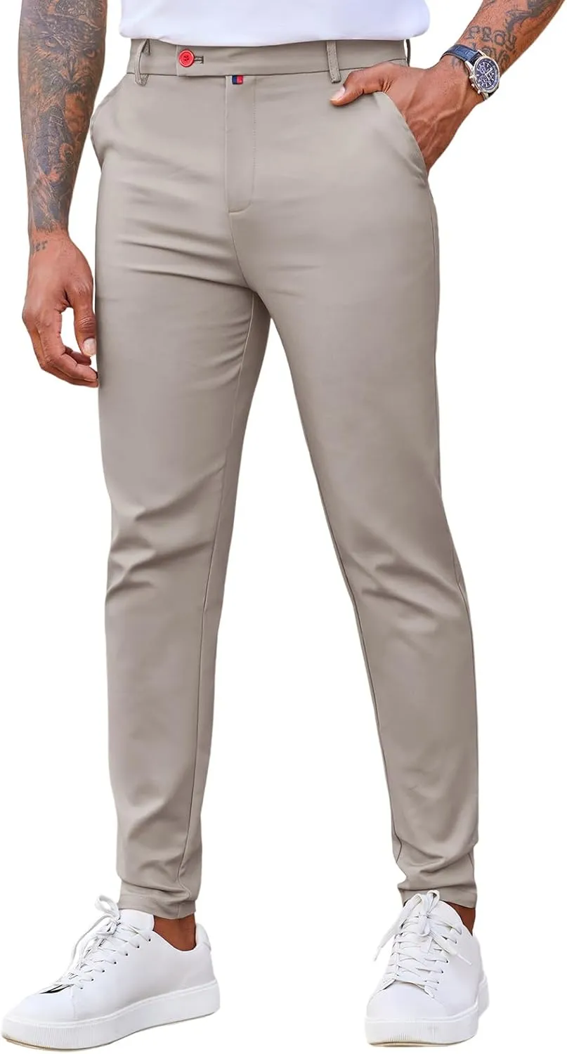 Beotyshow Men's Dress Pants Slim Fit Casual Trendy 2025 Formal Skinny Athletic Stretch Business Pant