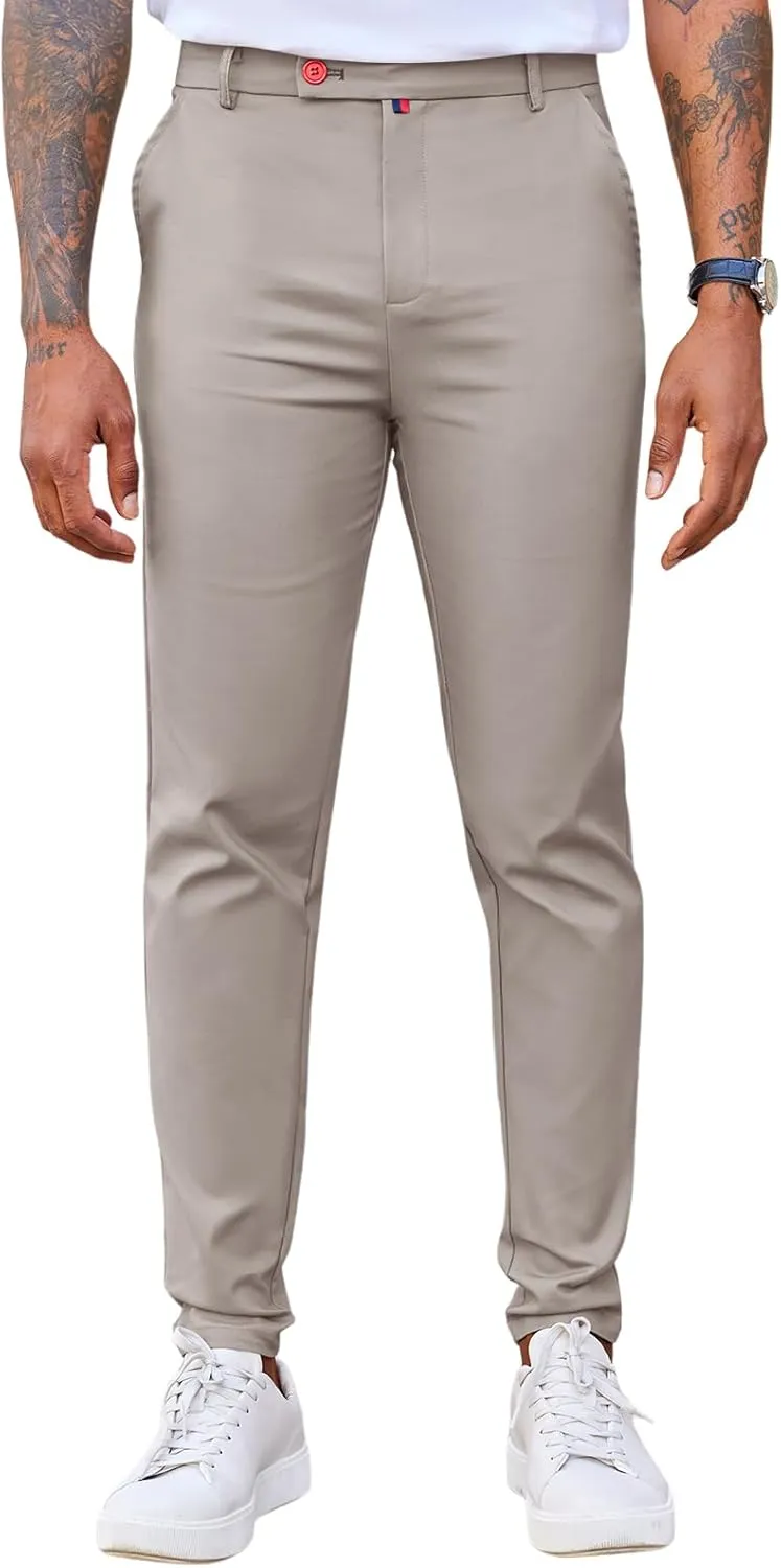 Beotyshow Men's Dress Pants Slim Fit Casual Trendy 2025 Formal Skinny Athletic Stretch Business Pant