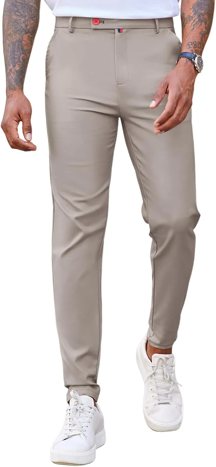 Beotyshow Men's Dress Pants Slim Fit Casual Trendy 2025 Formal Skinny Athletic Stretch Business Pant