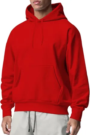 Big and Tall Hoodies for Men Heavyweight Long Sleeve Solid Hooded Sweatshirts Loose Sport Pullover Shirt Fall Clothes