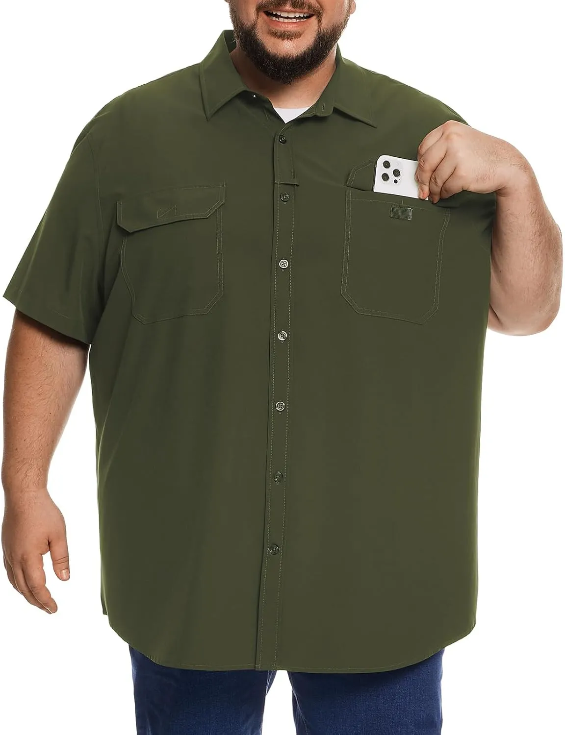 Big and Tall Mens Fishing Shirt UPF 50  Sun Protection Shirt SPF Quick Dry 2XL-6XL