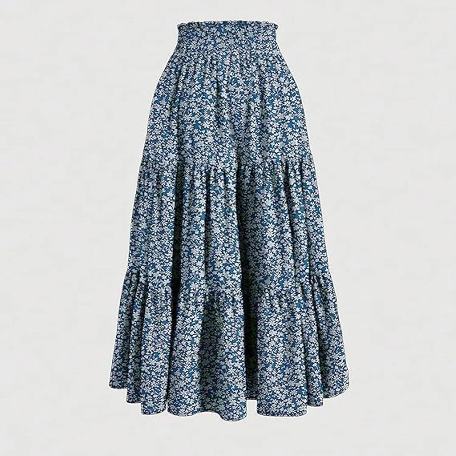 Boho Floral Maxi Skirts for Women Womens A-Line Pleated Long Skirts High Waisted Flowy Summer Dresses