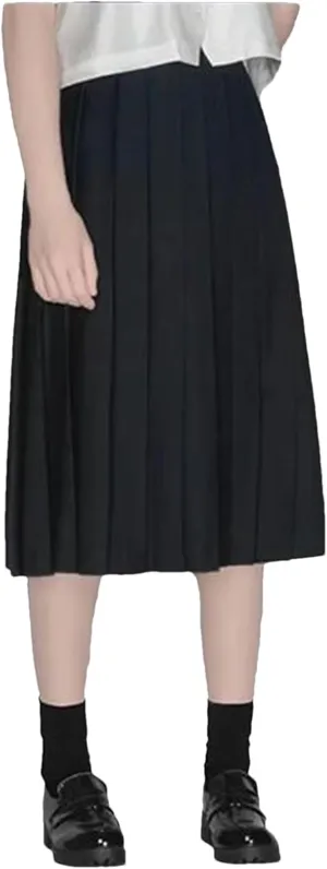 Bollrllr 2024 Women's Pleated Casual Skirt Spring Fashion Stretch Midi Skirt Black S#80CM