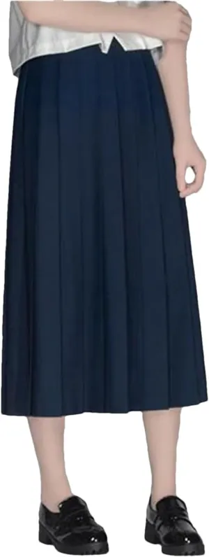 Bollrllr 2024 Women's Pleated Casual Skirt Spring Fashion Stretch Midi Skirt Navy M#90CM