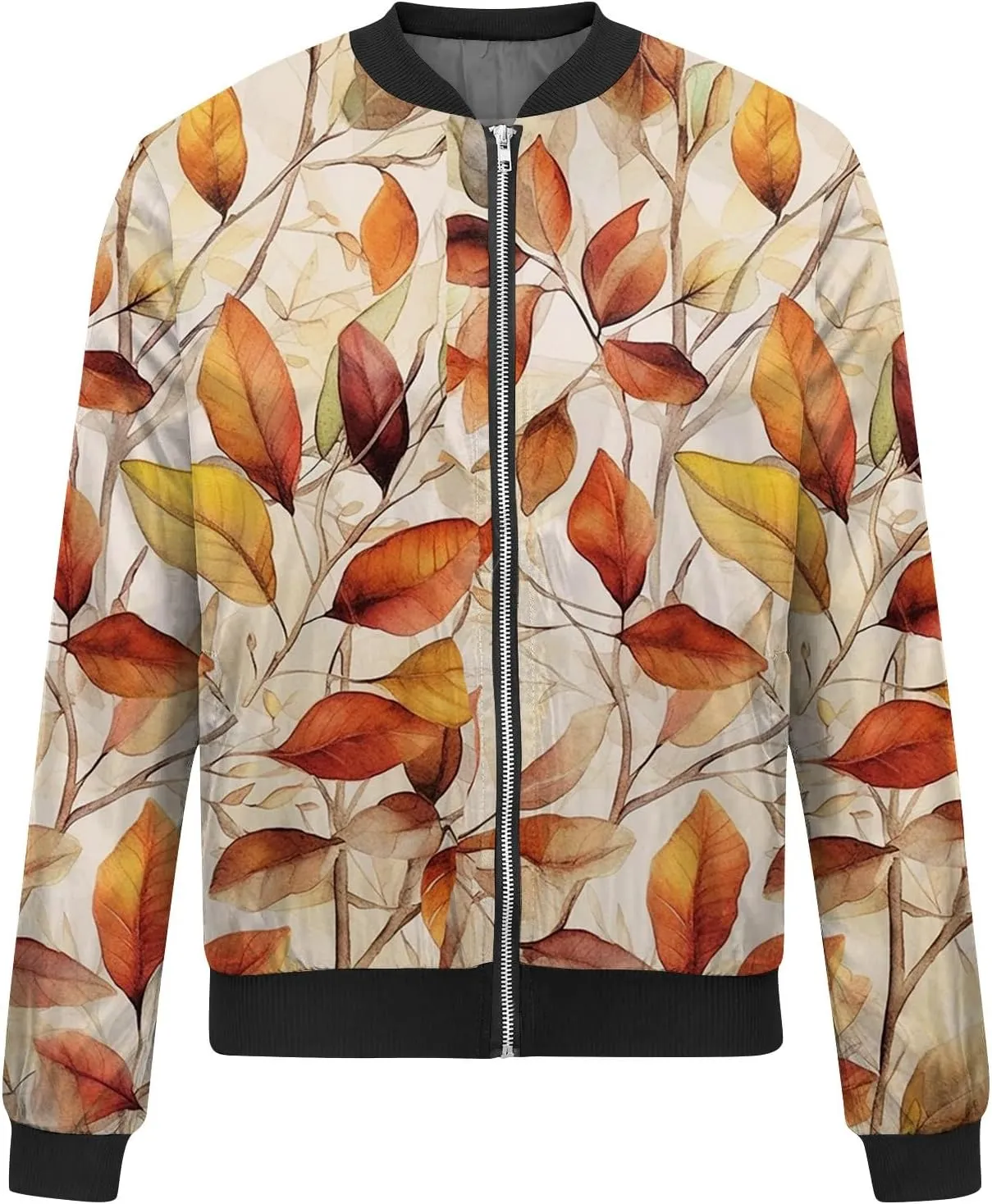 Bomber Jacket Coats for Women Causal Zip Up Long Sleeve Stand Collar Jackets 2024 Fall Lightweight Outerwear