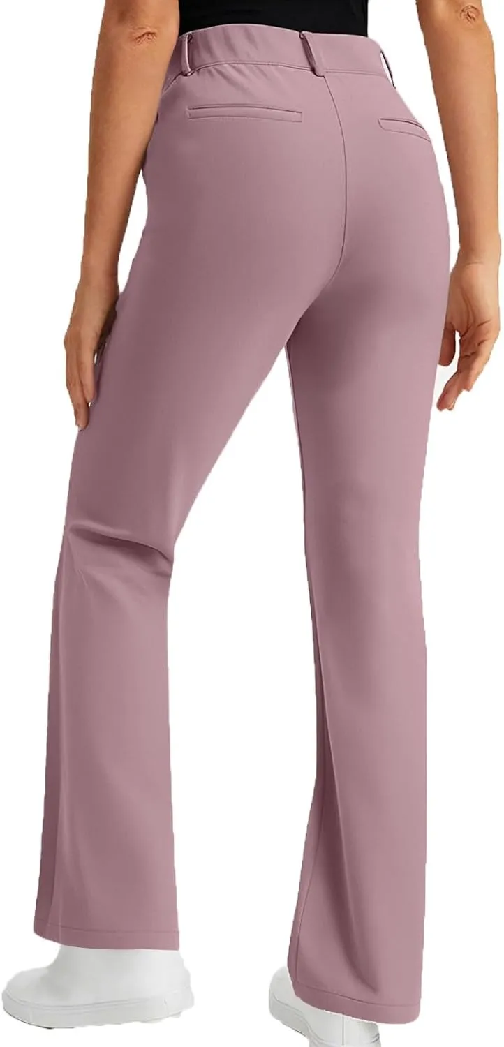 Bootcut Dress Pants for Women Business Casual High Waist Regular Fit Work Pants Elegant Office Trousers with Pockets