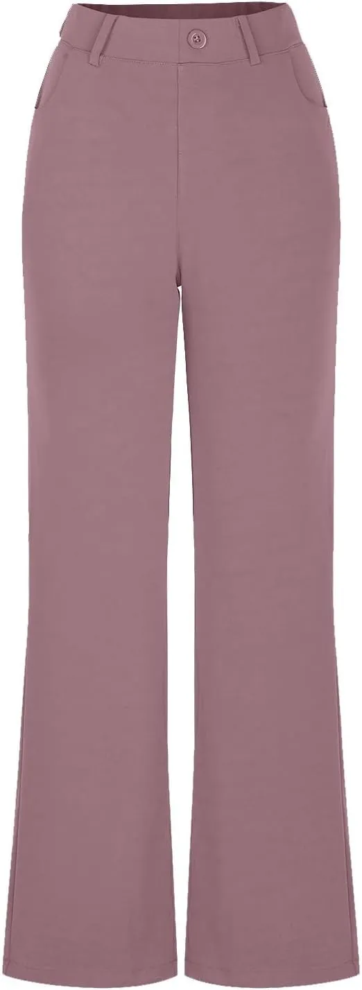 Bootcut Dress Pants for Women Business Casual High Waist Regular Fit Work Pants Elegant Office Trousers with Pockets