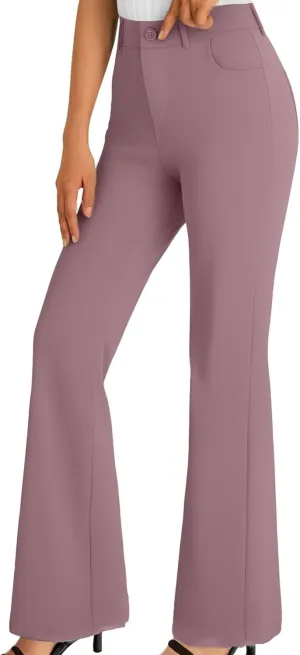 Bootcut Dress Pants for Women Business Casual High Waist Regular Fit Work Pants Elegant Office Trousers with Pockets