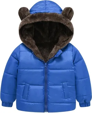 Boys And Girls Middle Children Solid Color Ears Cute Pocket Short Cotton Padded Children's Coat Jackets Kids