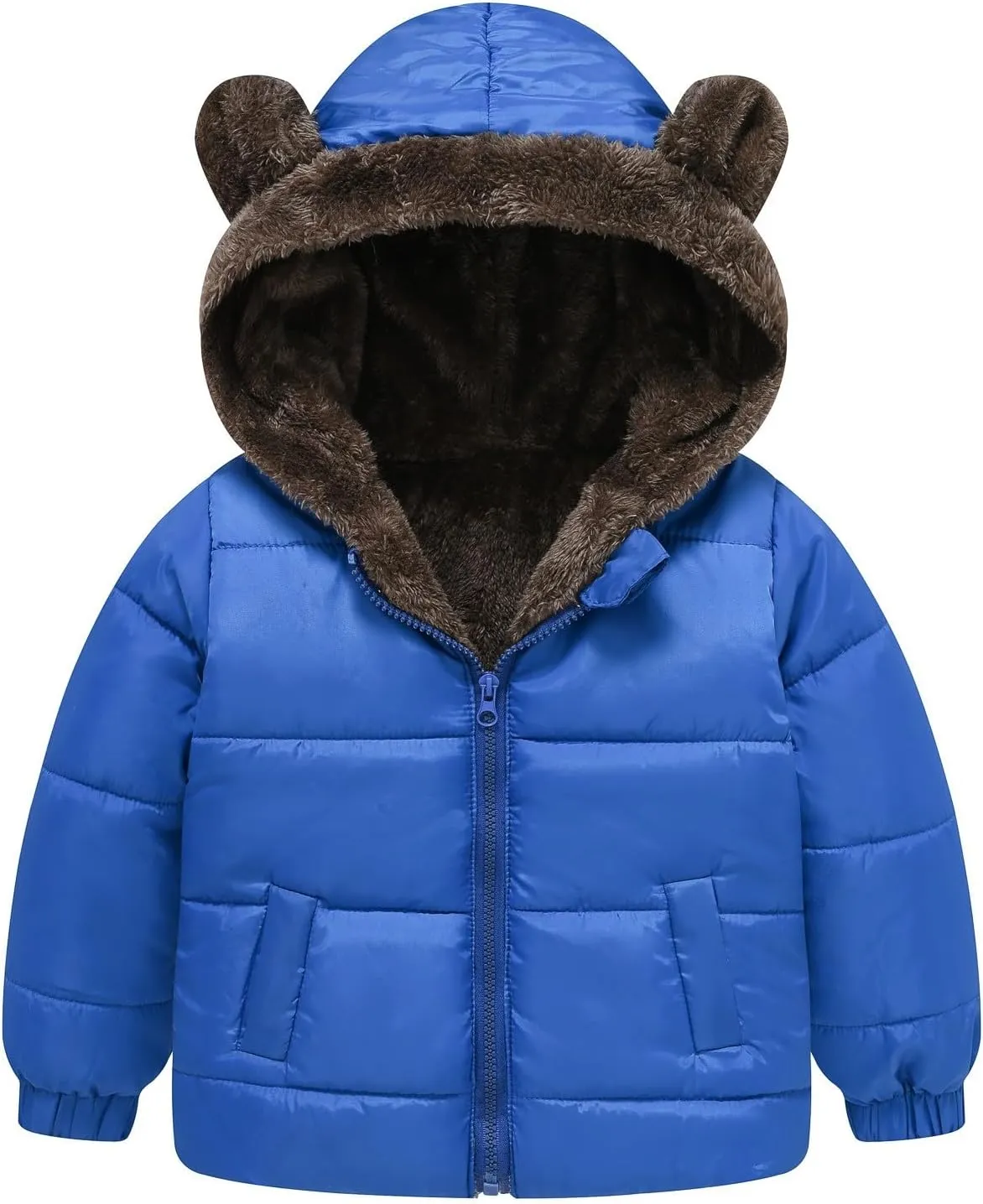 Boys And Girls Middle Children Solid Color Ears Cute Pocket Short Cotton Padded Children's Coat Jackets Kids