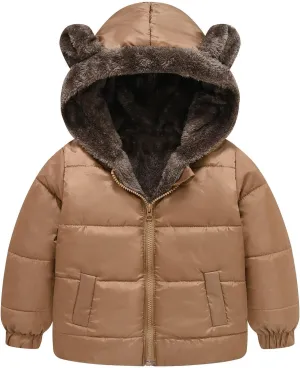 Boys And Girls Middle Children Solid Color Ears Cute Pocket Short Cotton Padded Children's Coat Jackets Kids