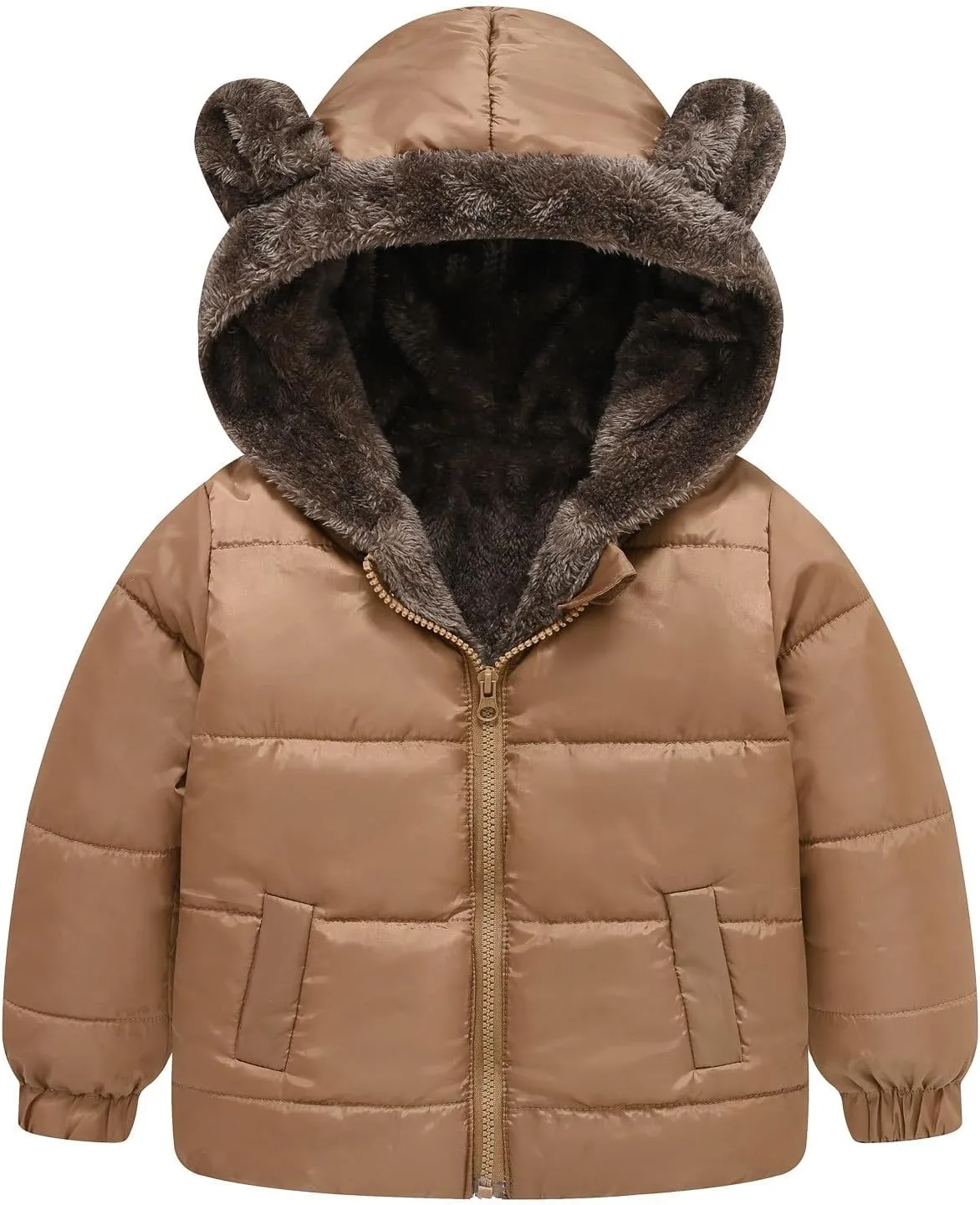 Boys And Girls Middle Children Solid Color Ears Cute Pocket Short Cotton Padded Children's Coat Jackets Kids