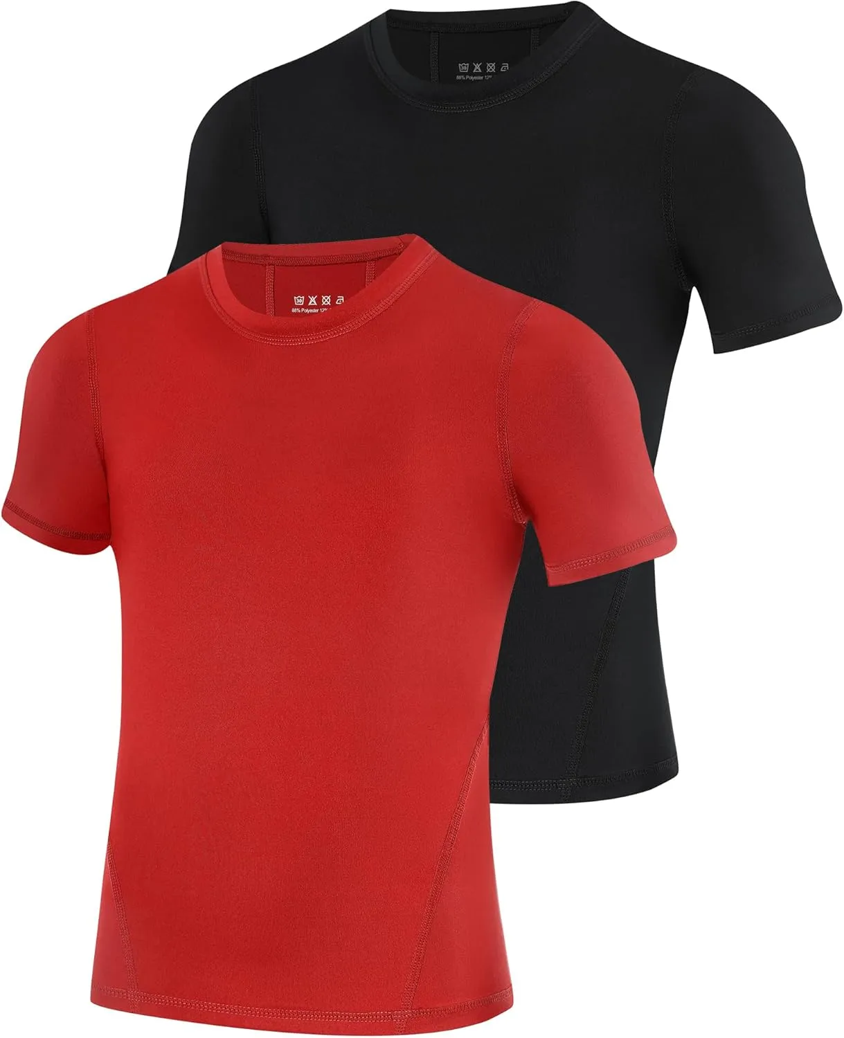 Boys Compression Shirt Short Sleeve Youth Athletic Undershirt Kids Base Layer T-Shirt for Football Basketball