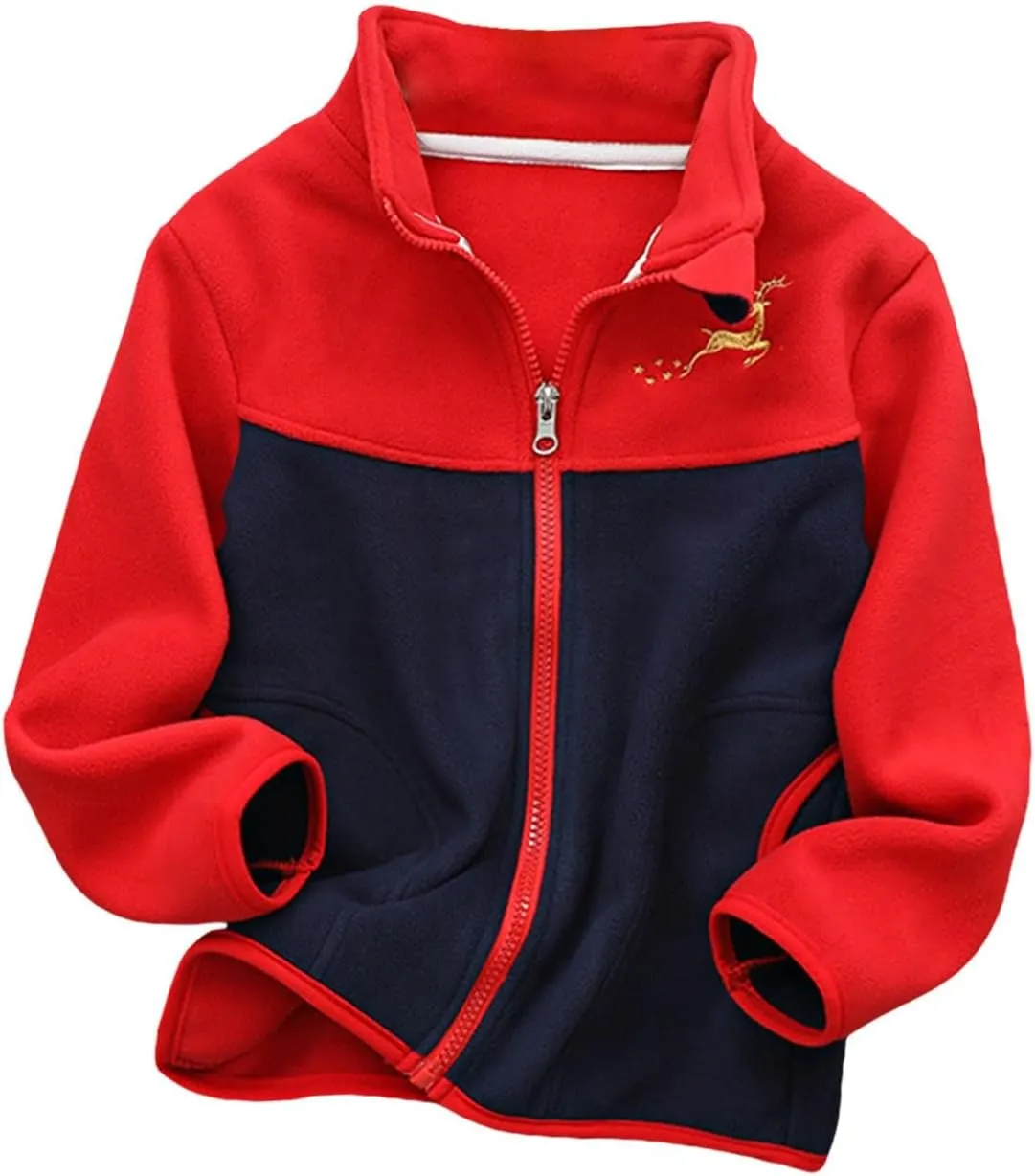 Boys Winter Jackets Coats Kids Boys Thick Cotton Padded Sports Jacket Sweatshirt Fleece Winter Coat (Red, 7-8 Years)